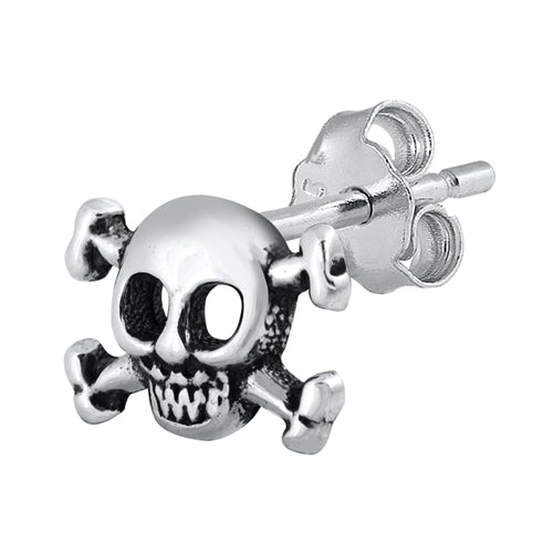 Silver Stud Earrings - Skull & Crossbones