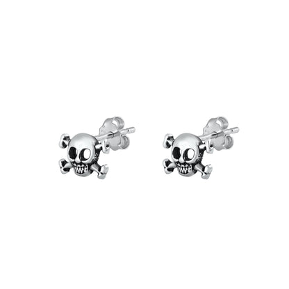 Silver Stud Earrings - Skull & Crossbones
