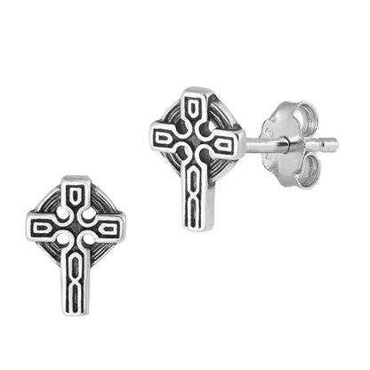 Silver Earrings - Cross