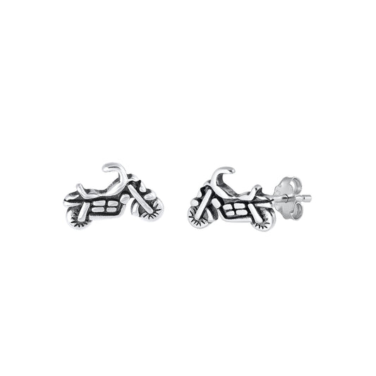 Silver Earrings - Motorcycle