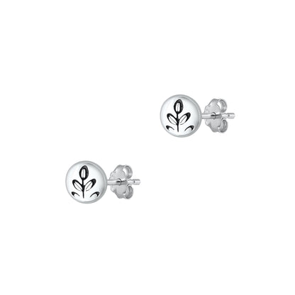 Silver Earrings - Plant