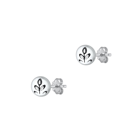 Silver Earrings - Plant