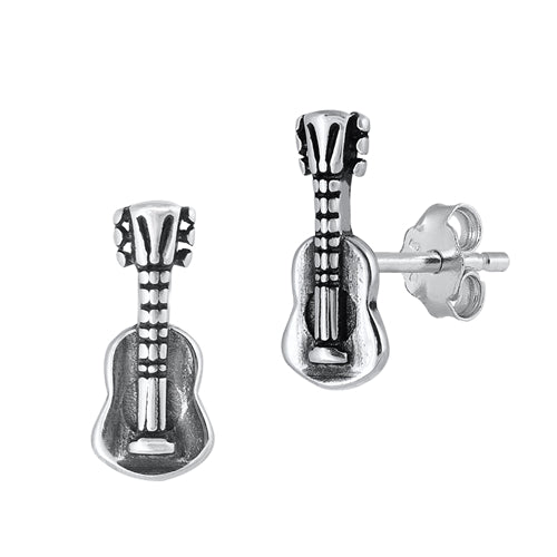 Silver Earrings - Guitar