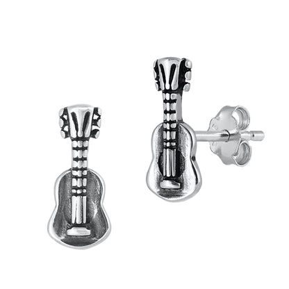 Silver Earrings - Guitar