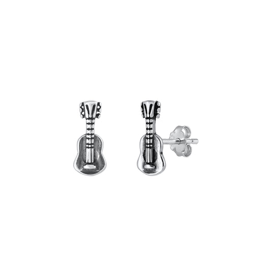 Silver Earrings - Guitar