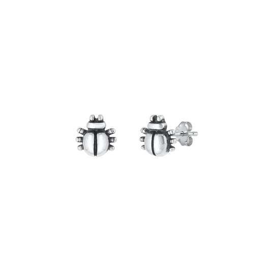 Silver Earrings - Beetle