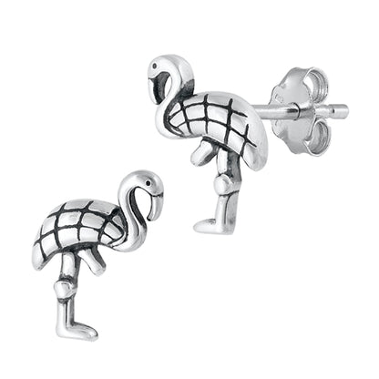 Silver Earrings - Flamingo