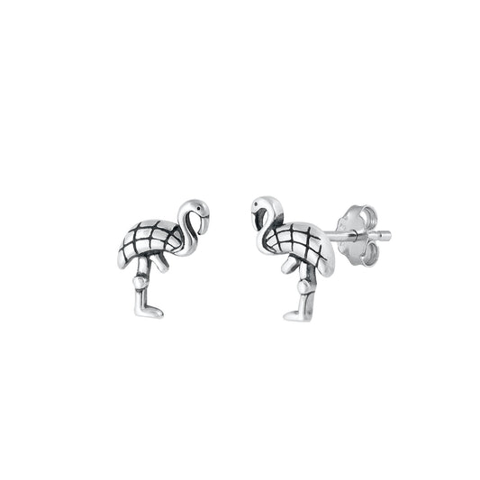 Silver Earrings - Flamingo