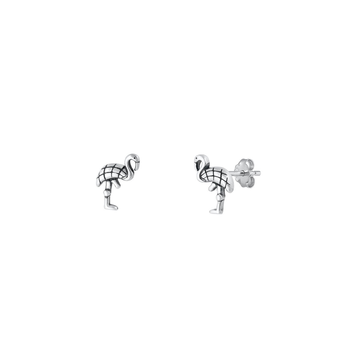 Silver Earrings - Flamingo