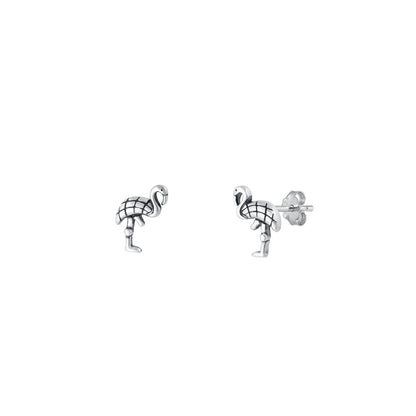Silver Earrings - Flamingo