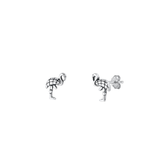 Silver Earrings - Flamingo