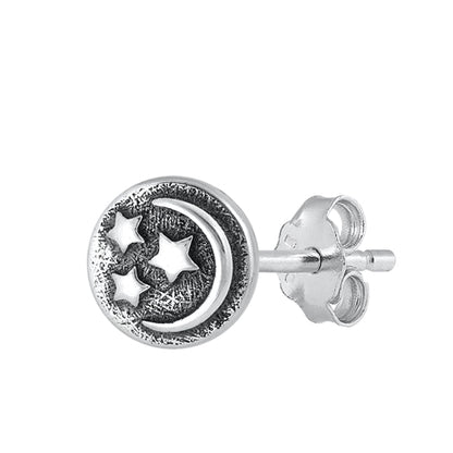 Silver Earrings - Moon & Stars
