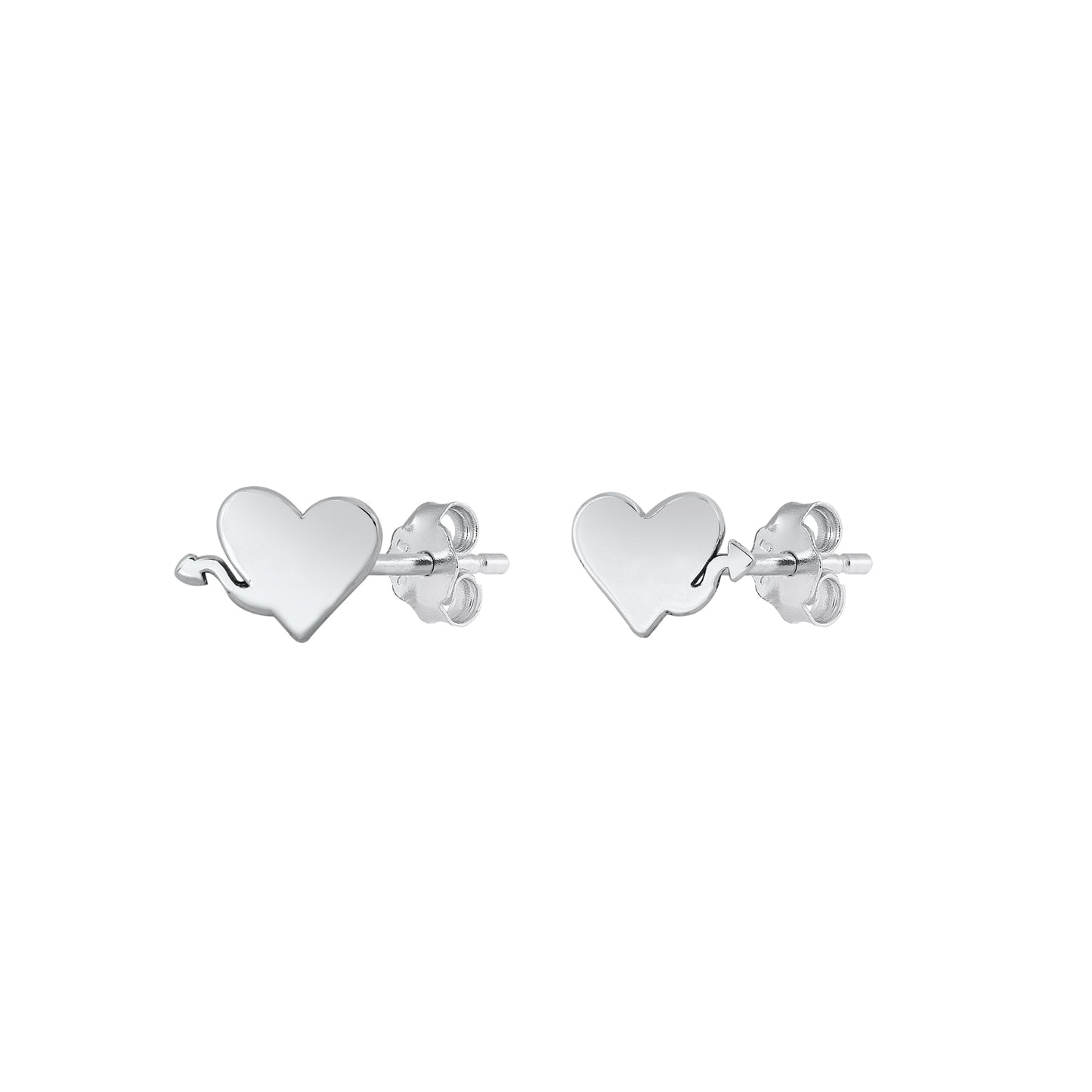 Silver Earrings - Heart w/ Tail