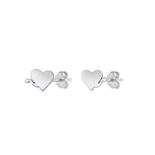 Silver Earrings - Heart w/ Tail