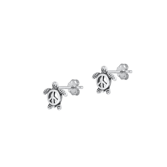 Silver Earrings - Turtle & Peace Sign