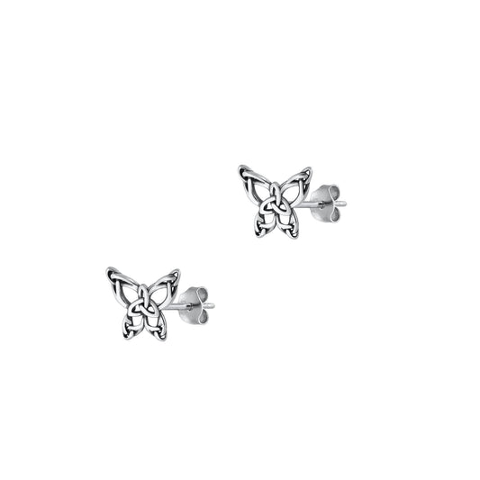 Silver Earrings - Celtic Butterfly