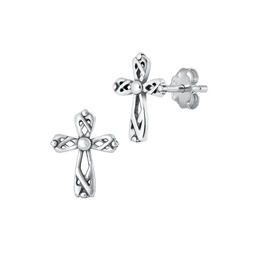 Silver Earrings - Cross