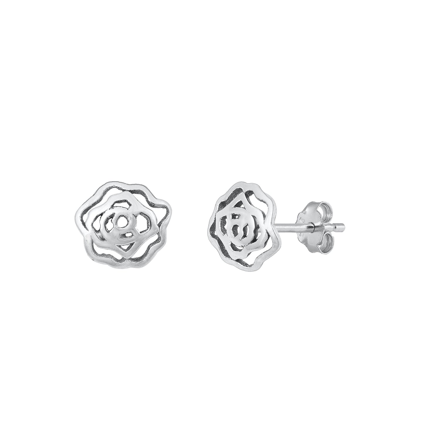 Silver Stud Earrings - Flower