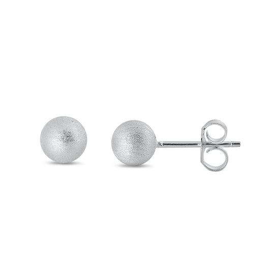 Silver Earring - Brushed Ball Studs