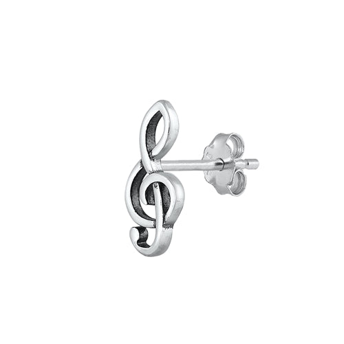 Silver Earrings - Music Note