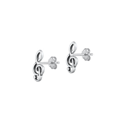 Silver Earrings - Music Note