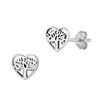 Silver Earrings - Tree of Life & Heart