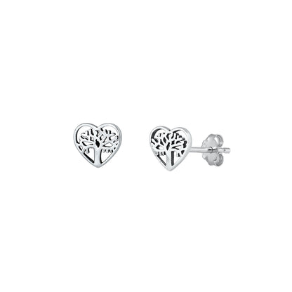 Silver Earrings - Tree of Life & Heart