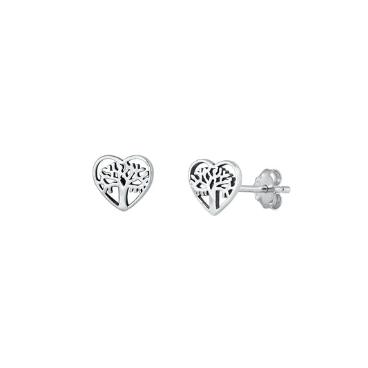 Silver Earrings - Tree of Life & Heart