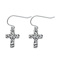 Silver Earrings - Cross