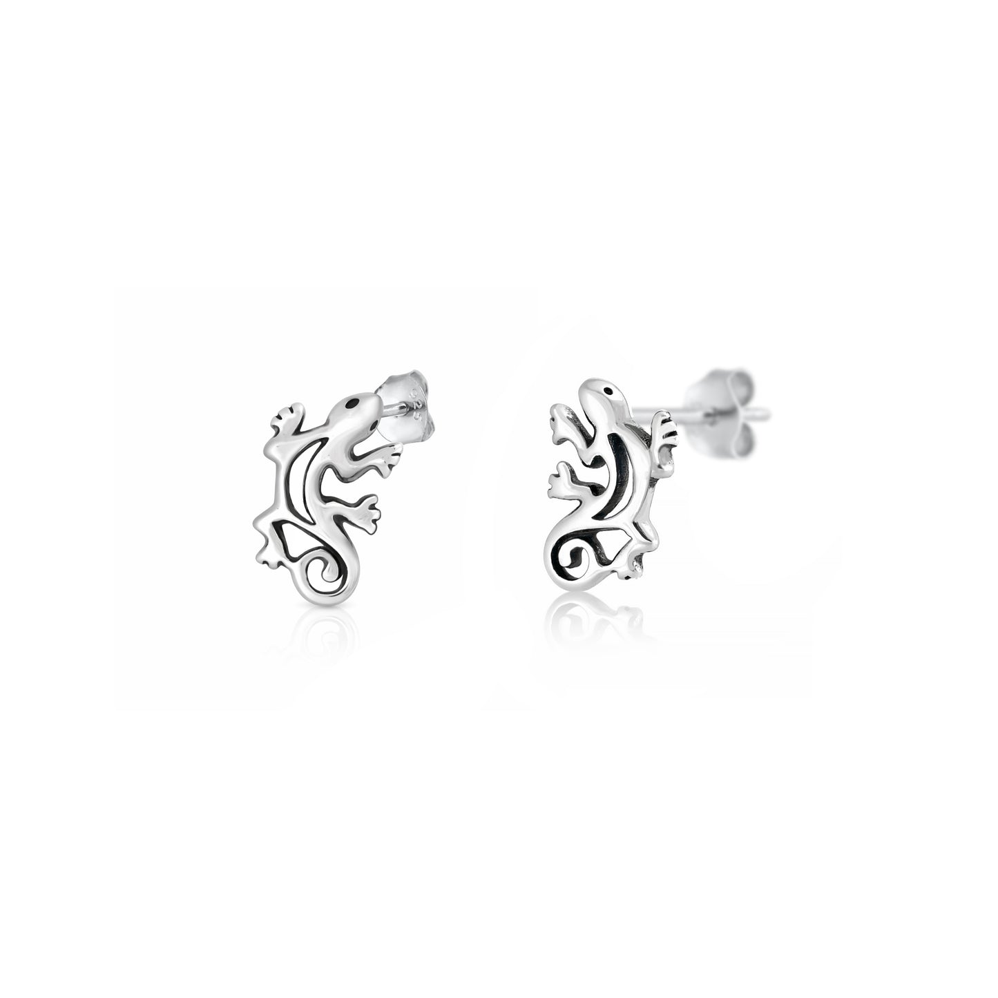 Silver Earrings - Gecko