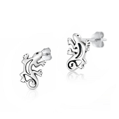 Silver Earrings - Gecko