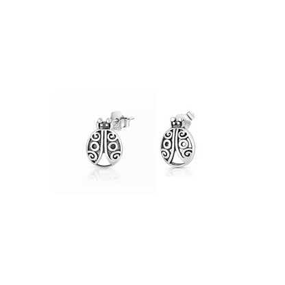 Silver Earrings - Ladybug