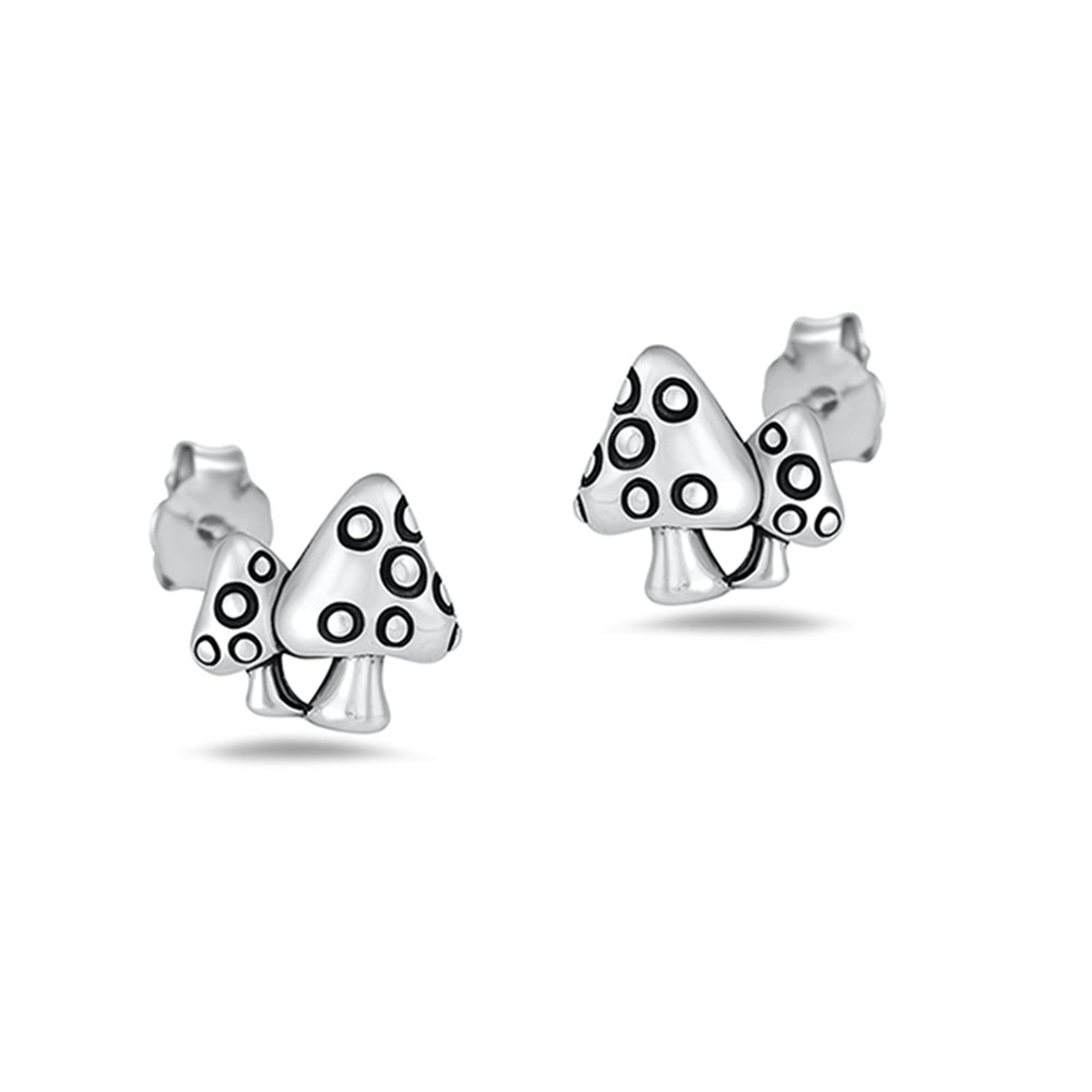 Silver Earrings - Mushroom
