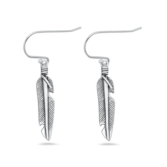 Silver Earrings - Feather