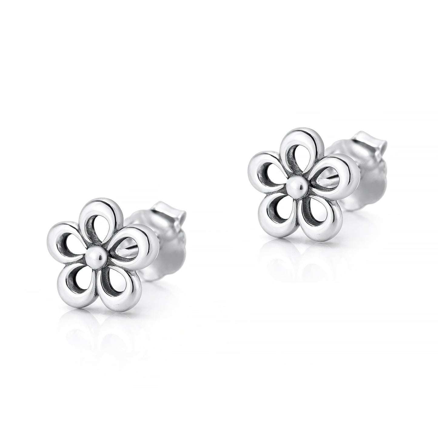 Silver Earrings - Flower