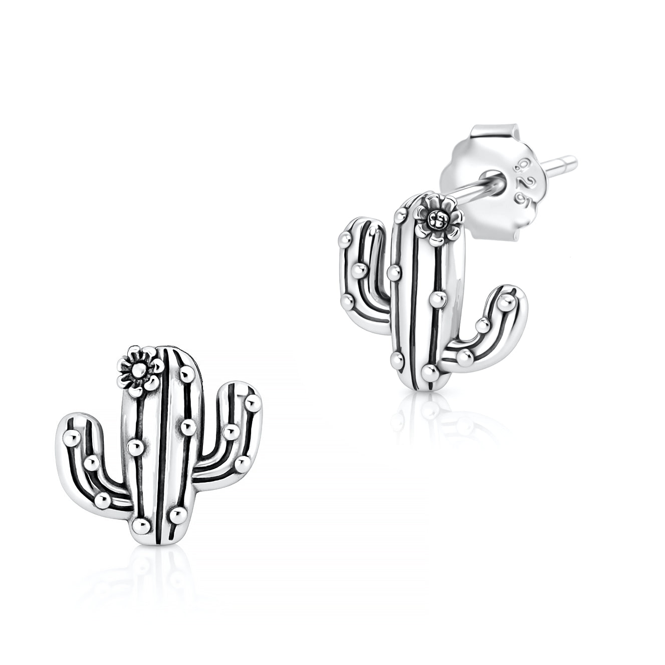 Silver Earrings - Cactus