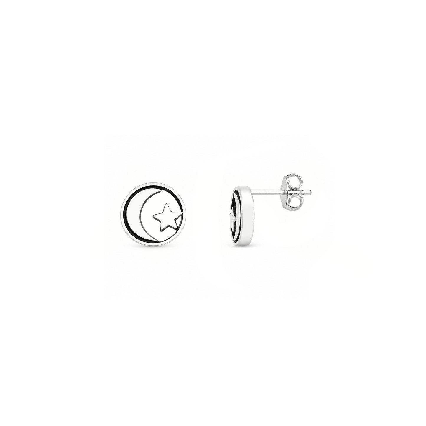 Silver Earrings - Moon & Star