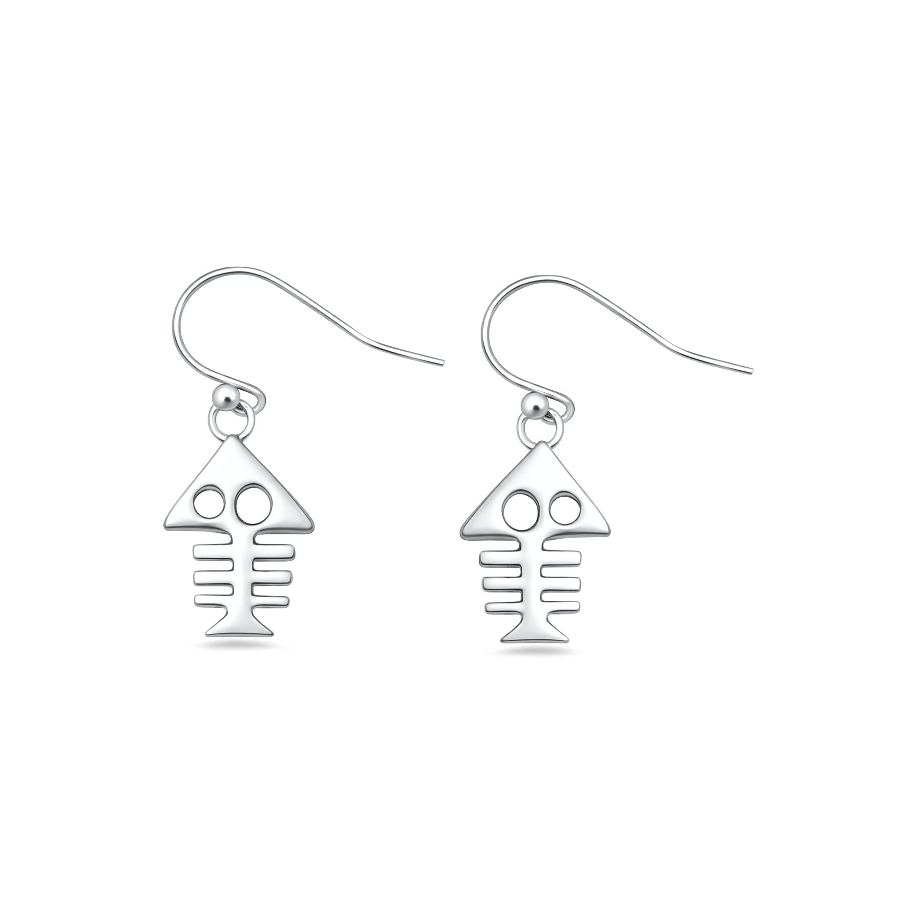 EP442437 Sterling Silver Fish Bone Earrings Dangle Minimalist Marine ...