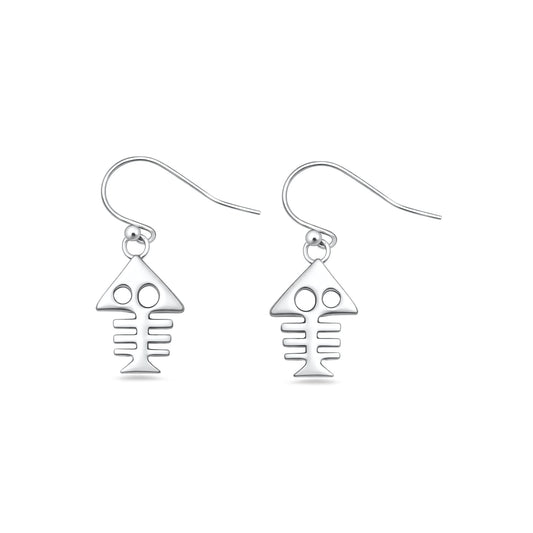 Silver Earrings - Fish Skeleton