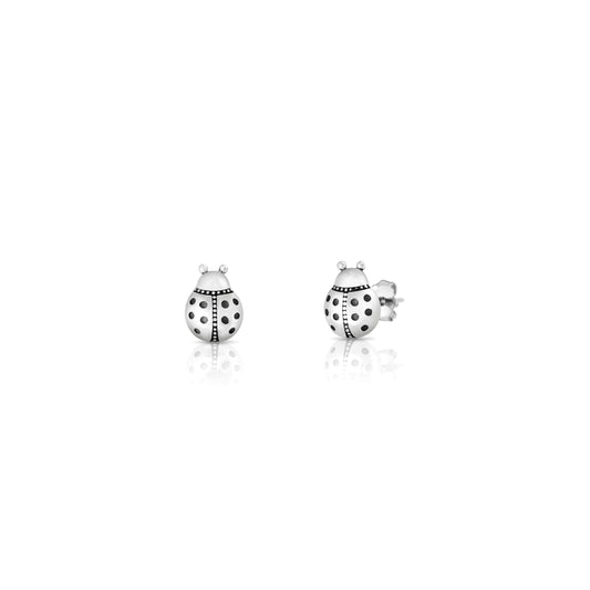 Silver Earrings - Ladybug