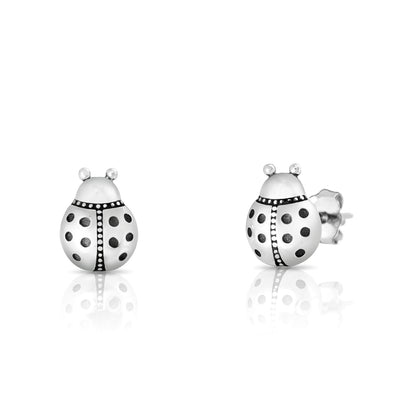 Silver Earrings - Ladybug