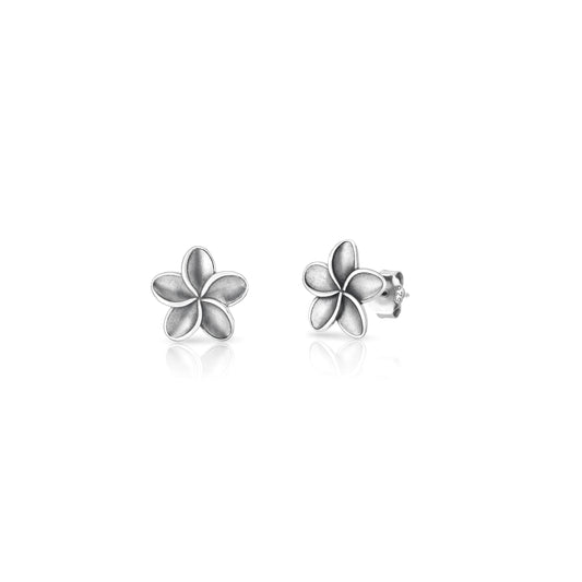 Silver Earrings - Plumeria Flower