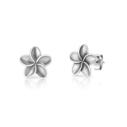 Silver Earrings - Plumeria Flower