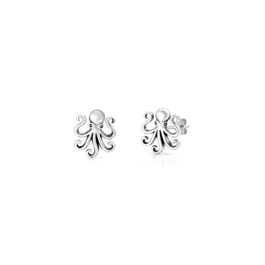 Silver Earrings - Octopus