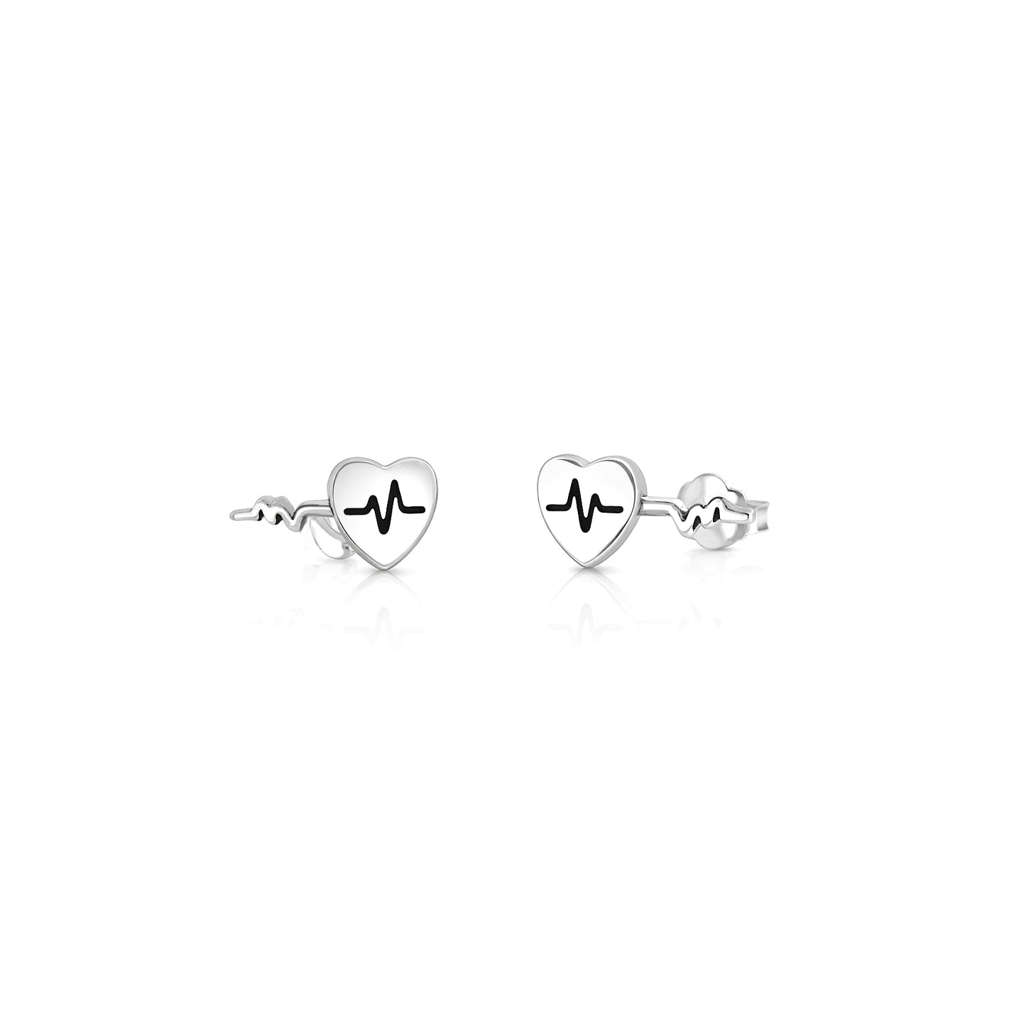 Silver Earrings - Heartbeat & EKG