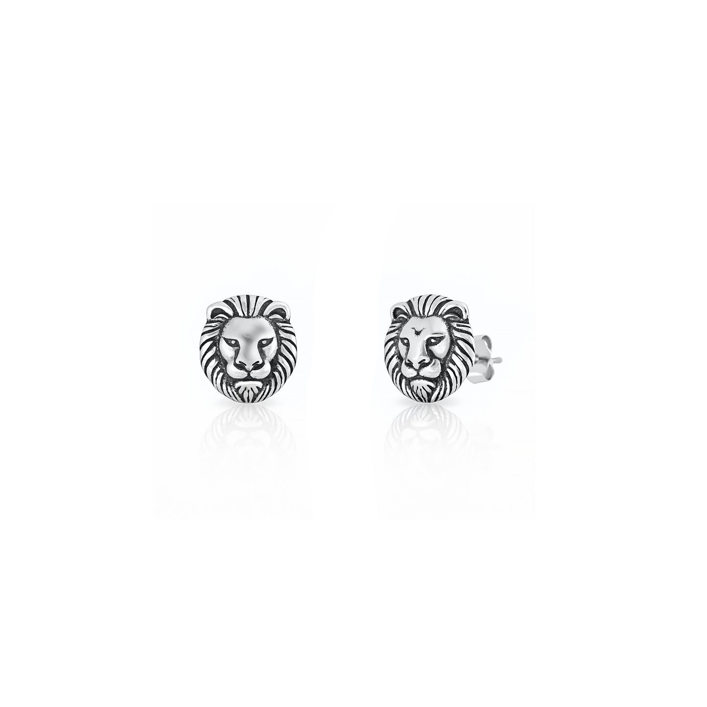 Silver Earrings - Lion