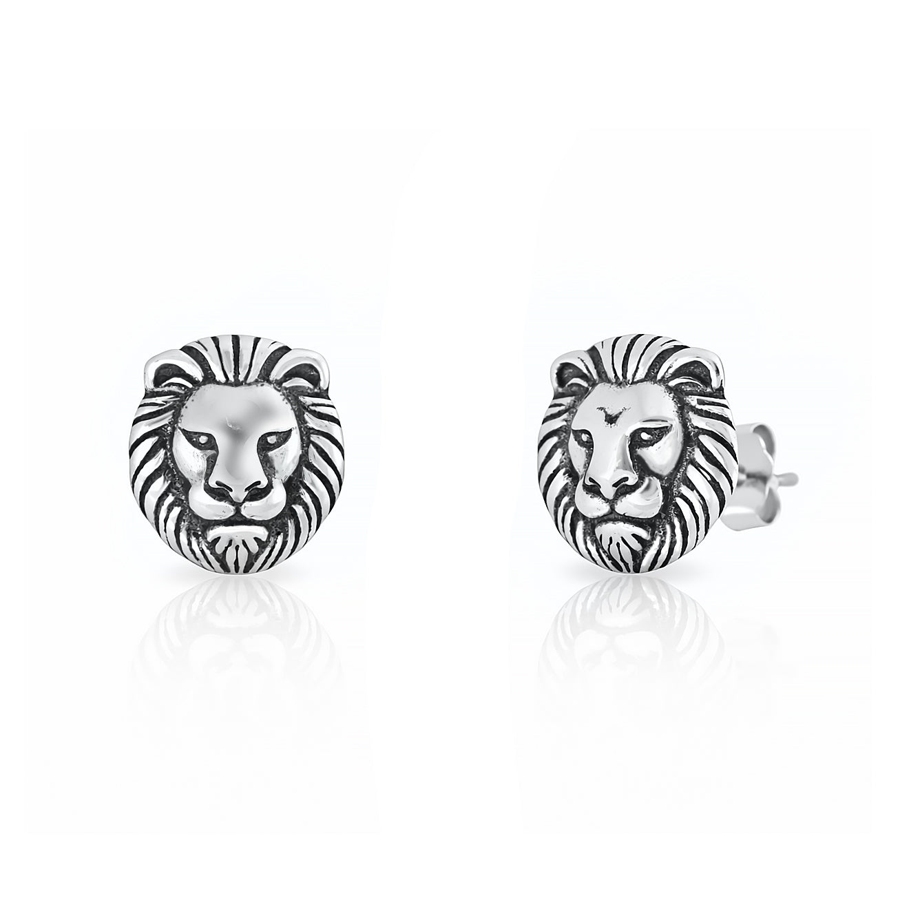 Silver Earrings - Lion
