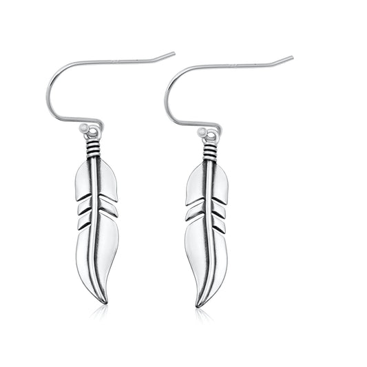 Silver Earrings - Feather