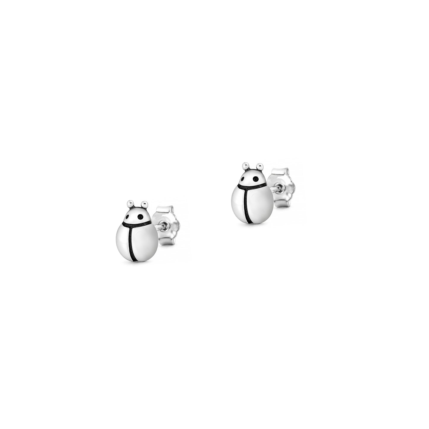 Silver Earrings - Ladybug