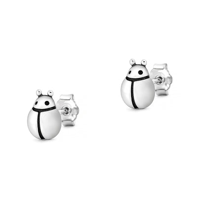 Silver Earrings - Ladybug